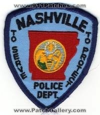 Nashville Police Department (Arkansas)
Thanks to BensPatchCollection.com for this scan.
Keywords: dept
