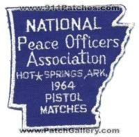 National Peace Officers Association 1964 Pistol Matches (Arkansas)
Thanks to BensPatchCollection.com for this scan.
Keywords: police hot springs