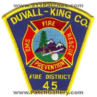 King County Fire District 45 Duvall Fire Department (Washington)
Scan By: PatchGallery.com
Keywords: co. dist. number no. #45 dept. rescue ems prevention