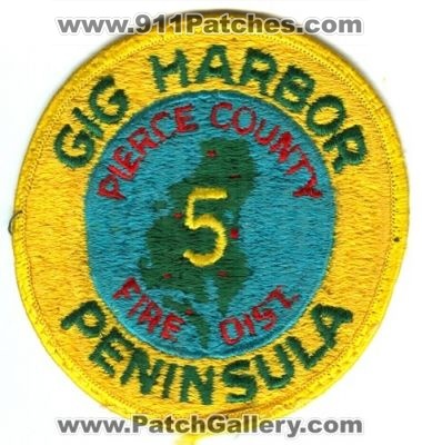 Gig Harbor Peninsula Pierce County Fire District 5 Patch (Washington)
Scan By: PatchGallery.com
Keywords: co. dist. number no. #5 department dept.