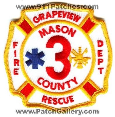 Mason County Fire District 3 Grapeview (Washington)
Scan By: PatchGallery.com
Keywords: co. dist. number no. #3 rescue department dept.