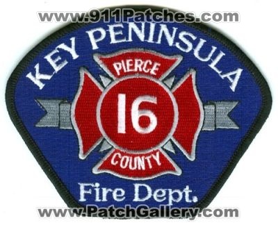 Key Peninsula Fire Department Pierce County District 16 Patch (Washington)
Scan By: PatchGallery.com
Keywords: dept. co. dist. number no. #16