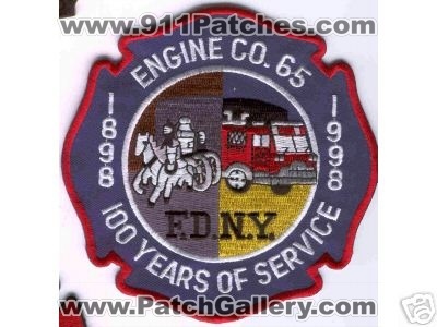 FDNY Fire Engine 65 100 Years of Service (New York)
Thanks to Brent Kimberland for this scan.
Keywords: department company