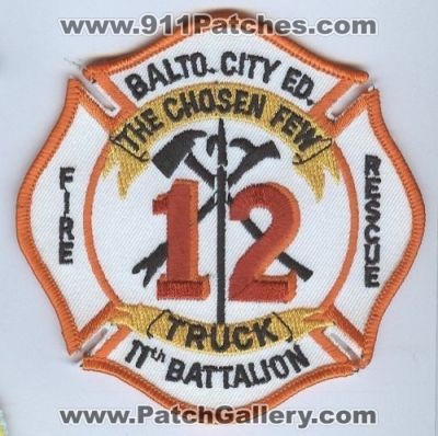 Baltimore City Fire Truck 12 11th Battalion (Maryland)
Thanks to Brent Kimberland for this scan.
Keywords: balto. f.d. fd department rescue