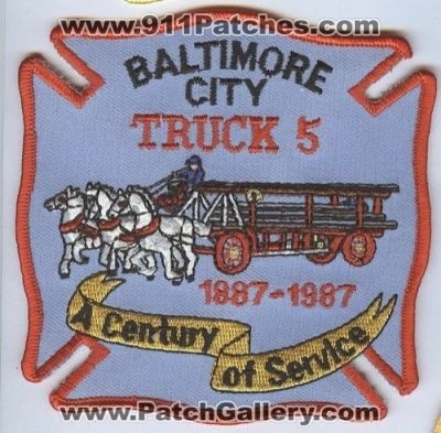 Baltimore City Fire Truck 5 100 Years (Maryland)
Thanks to Brent Kimberland for this scan.
