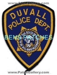 Duvall Police Department (Washington)
Thanks to BensPatchCollection.com for this scan.
Keywords: dept.