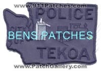 Tekoa Police (Washington)
Thanks to BensPatchCollection.com for this scan.
Keywords: city of
