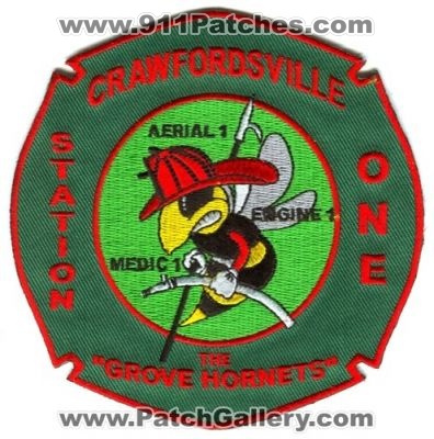 Crawfordsville Fire Department Station 1 Patch (Indiana)
Scan By: PatchGallery.com
Keywords: dept. company co. engine aerial medic one the grove hornets