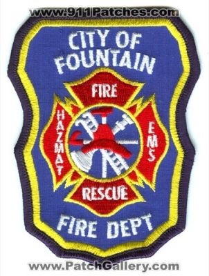Fountain Fire Department Patch (Colorado)
[b]Scan From: Our Collection[/b]
Keywords: city of dept hazmat ems rescue