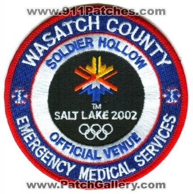 Wasatch County Emergency Medical Services Salt Lake 2002 Winter Olympics Patch (Utah)
Scan By: PatchGallery.com
Keywords: co. ems games soldier hollow official venue