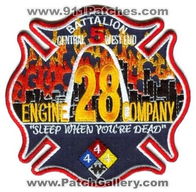 Saint Louis Fire Department Engine Company 28 Battalion 5 Patch (Missouri)
Scan By: PatchGallery.com
Keywords: st. dept. stlfd station central west end sleep when youre dead