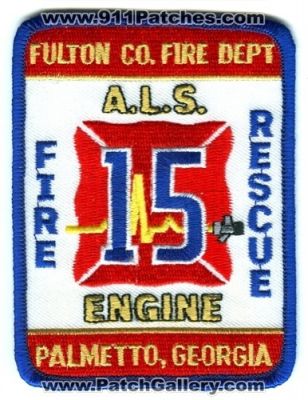 Fulton County Fire Department Company 15 (Georgia)
Scan By: PatchGallery.com
Keywords: co. dept fcfd a.l.s. als rescue engine palmetto