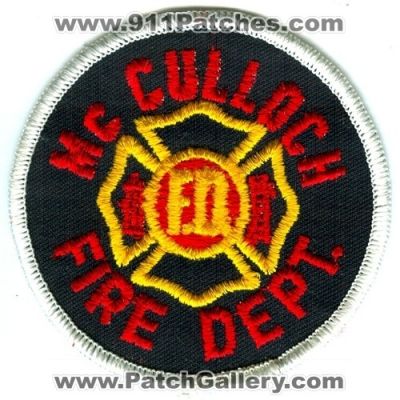 McCulloch Fire Department (Indiana)
Scan By: PatchGallery.com
Keywords: dept. f.d.