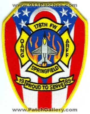 178th Fighter Wing Springfield Ohio Air National Guard ARFF (Ohio)
Scan By: PatchGallery.com
Keywords: oang usaf military fw aircraft airport rescue rescue firefighter firefighting cfr fire department dept.
