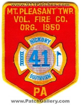 Mount Pleasant Township Volunteer Fire Company 41 Hickory Southview Patch (Pennsylvania)
Scan By: PatchGallery.com
Keywords: mt. twp. vol. co. pa department dept.