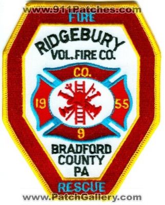 Ridgebury Volunteer Fire Company 9 (Pennsylvania)
Scan By: PatchGallery.com
Keywords: vol. co. bradford county pa rescue