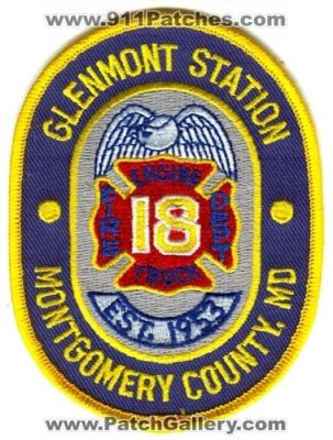 Glenmont Station Fire Department Engine Truck 18 (Maryland)
Scan By: PatchGallery.com
Keywords: dept md montgomery county
