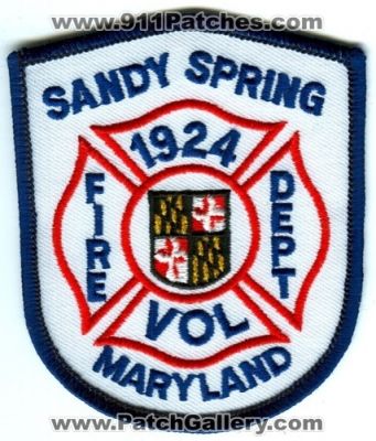 Sandy Spring Volunteer Fire Department Patch (Maryland)
Scan By: PatchGallery.com
Keywords: vol. dept.