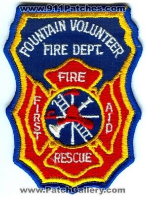 Fountain Volunteer Fire Department Patch (Colorado)
[b]Scan From: Our Collection[/b]
Keywords: dept. rescue first aid