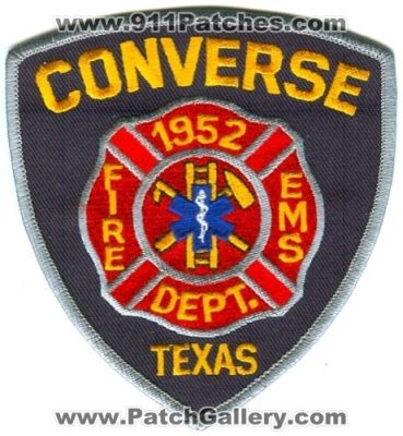 Converse Fire Department Patch (Texas)
Scan By: PatchGallery.com
Keywords: dept. ems