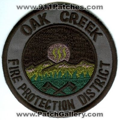 Oak Creek Fire Protection District Patch (Colorado) (Reproduction)
Scan By: PatchGallery.com
Keywords: prot. dist. department dept.