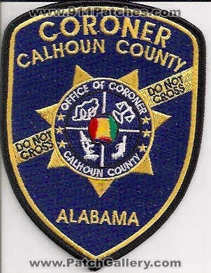 Calhoun County Coroner (Alabama)
Thanks to EmblemAndPatchSales.com for this scan.
Keywords: office of