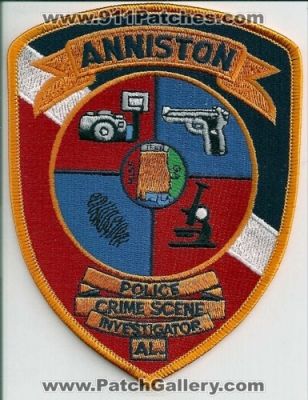 Anniston Police Crime Scene Investigator (Alabama)
Thanks to EmblemAndPatchSales.com for this scan.
Keywords: csi al.