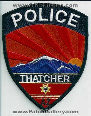Thatcher Police (Arizona)
Thanks to EmblemAndPatchSales.com for this scan.
Keywords: az
