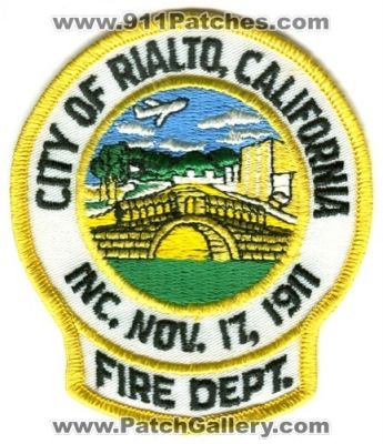 Rialto Fire Department Patch (California)
[b]Scan From: Our Collection[/b]
Keywords: dept. city of