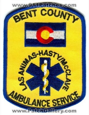 Bent County Ambulance Service Patch (Colorado)
[b]Scan From: Our Collection[/b]
Keywords: ems las animas hasty mcclave