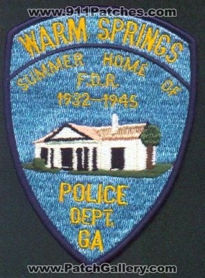 Warm Springs Police Dept
Thanks to EmblemAndPatchSales.com for this scan.
Keywords: georgia department