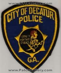 Decatur Police
Thanks to BlueLineDesigns.net for this scan.
Keywords: georgia city of
