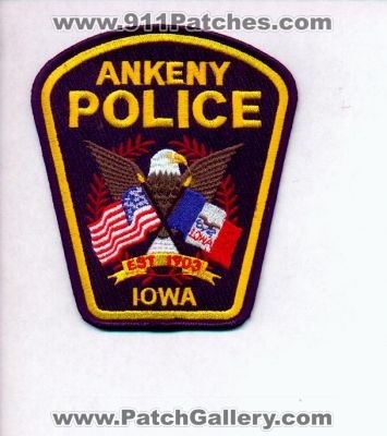 Ankeny Police
Thanks to EmblemAndPatchSales.com for this scan.
Keywords: iowa