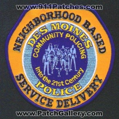Des Moines Police Neighborhood Based Service Delivery
Thanks to EmblemAndPatchSales.com for this scan.
Keywords: iowa