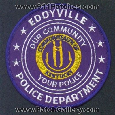 Eddyville Police Department
Thanks to EmblemAndPatchSales.com for this scan.
Keywords: kentucky