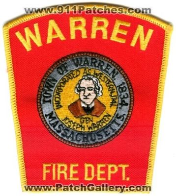 Warren Fire Department (Massachusetts)
Scan By: PatchGallery.com
Keywords: dept. town of