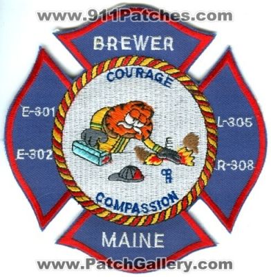 Brewer Fire Department Engine 301 302 Ladder 305 Rescue 308 (Maine)
Scan By: PatchGallery.com
Keywords: dept. e-301 e-302 l-305 r-308 garfield courage compassion