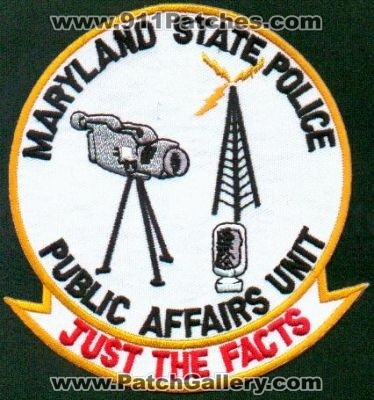 Maryland State Police Public Affairs Unit
Thanks to EmblemAndPatchSales.com for this scan.
