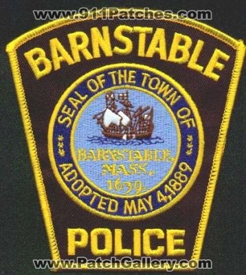 Barnstable Police
Thanks to EmblemAndPatchSales.com for this scan.
Keywords: massachusetts town of