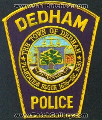 Dedham Police
Thanks to EmblemAndPatchSales.com for this scan.
Keywords: massachusetts town of