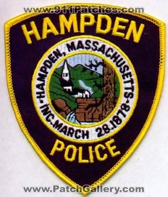 Hampden Police
Thanks to EmblemAndPatchSales.com for this scan.
Keywords: massachusetts