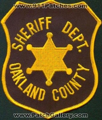 Oakland County Sheriff Dept
Thanks to EmblemAndPatchSales.com for this scan.
Keywords: michigan department