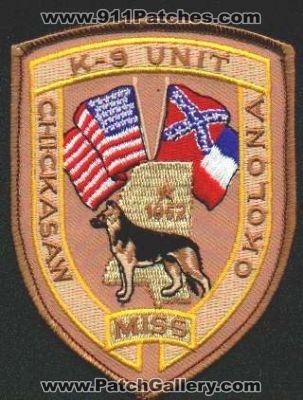 Chickasaw Okolona Police K-9
Thanks to EmblemAndPatchSales.com for this scan.
Keywords: mississippi k9