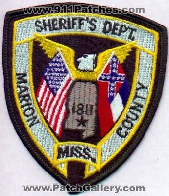 Marion County Sheriff's Dept
Thanks to EmblemAndPatchSales.com for this scan.
Keywords: mississippi sheriffs department