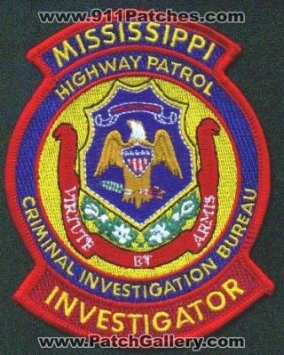 Mississippi Highway Patrol Criminal Investigation Bureau
Thanks to EmblemAndPatchSales.com for this scan.
Keywords: police investigator