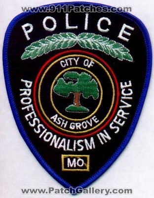 Ash Grove Police
Thanks to EmblemAndPatchSales.com for this scan.
Keywords: missouri city of