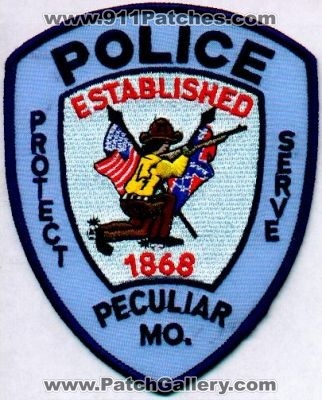 Peculiar Police
Thanks to EmblemAndPatchSales.com for this scan.
Keywords: missouri