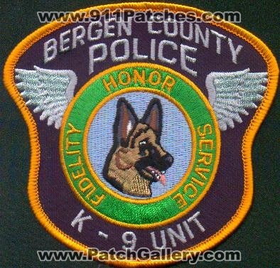 Bergen County Police K-9 Unit
Thanks to EmblemAndPatchSales.com for this scan.
Keywords: new jersey k9
