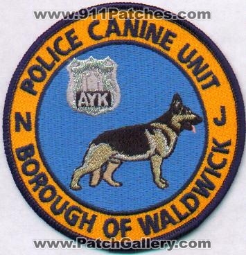 Waldwick Police K-9 Unit
Thanks to EmblemAndPatchSales.com for this scan.
Keywords: new jersey k9 canine borough of