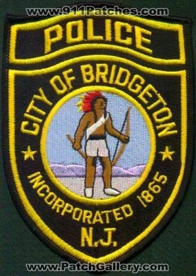 Bridgeton Police
Thanks to EmblemAndPatchSales.com for this scan.
Keywords: new jersey city of